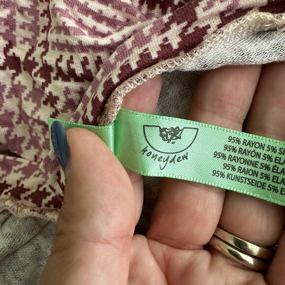 2/$24 Honeydew Gingham Plaid Long Sleeve Lounge Shirt Rose Burgundy S A0498 TRB3 - Picture 6 of 7